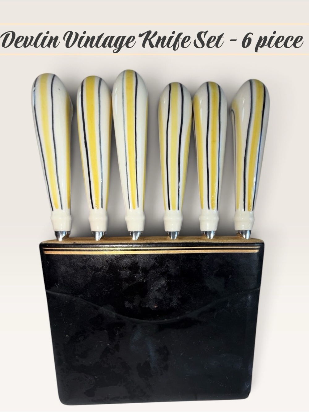 Vintage Devlin 6 pientag Set Striped Ceramic Handle